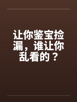 让你鉴宝捡漏,谁让你乱看的? 让你鉴宝捡漏,谁让你乱看的?